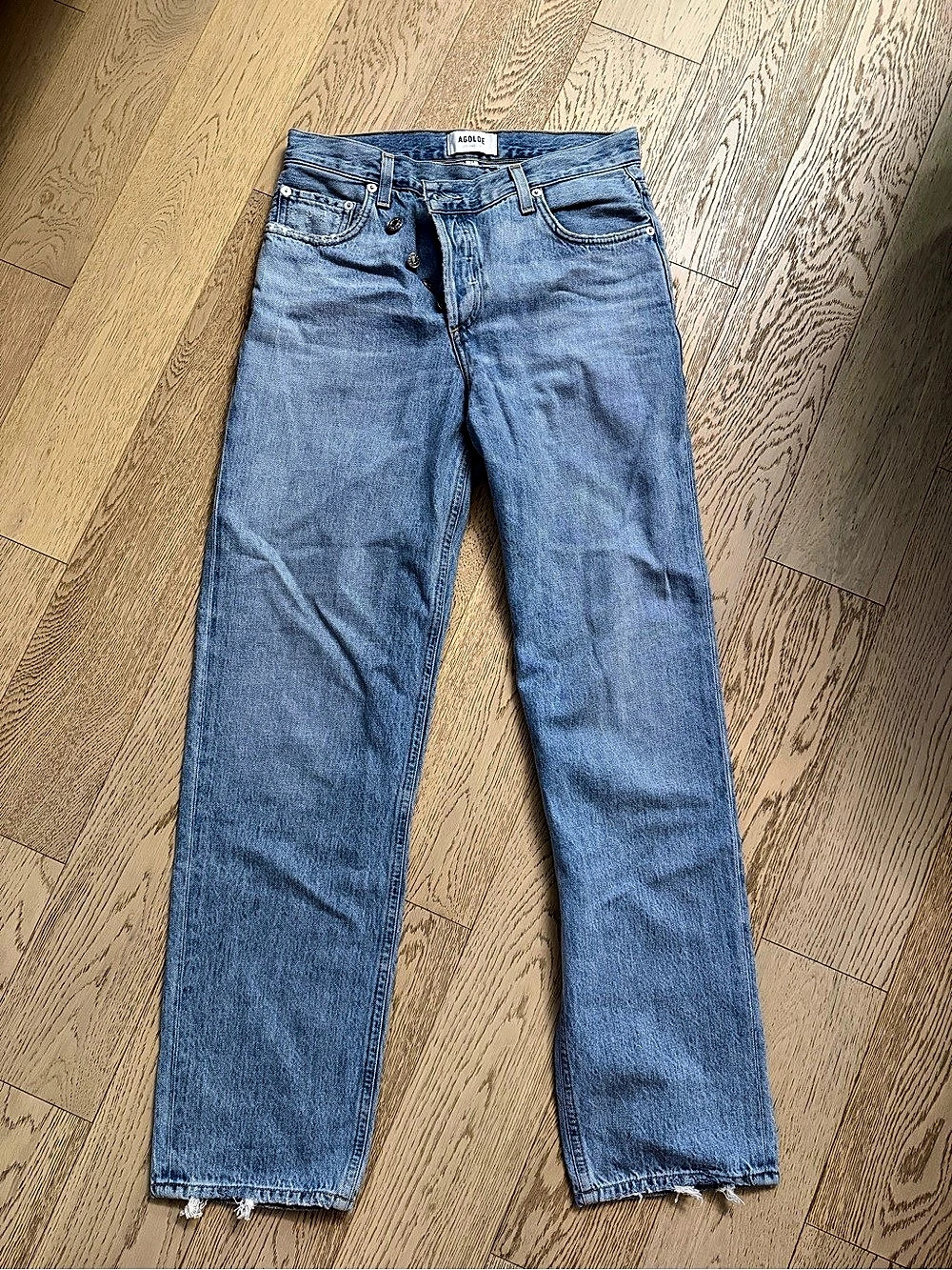 AGOLDE Criss Cross Straight Leg Jeans Waist 24 Blue